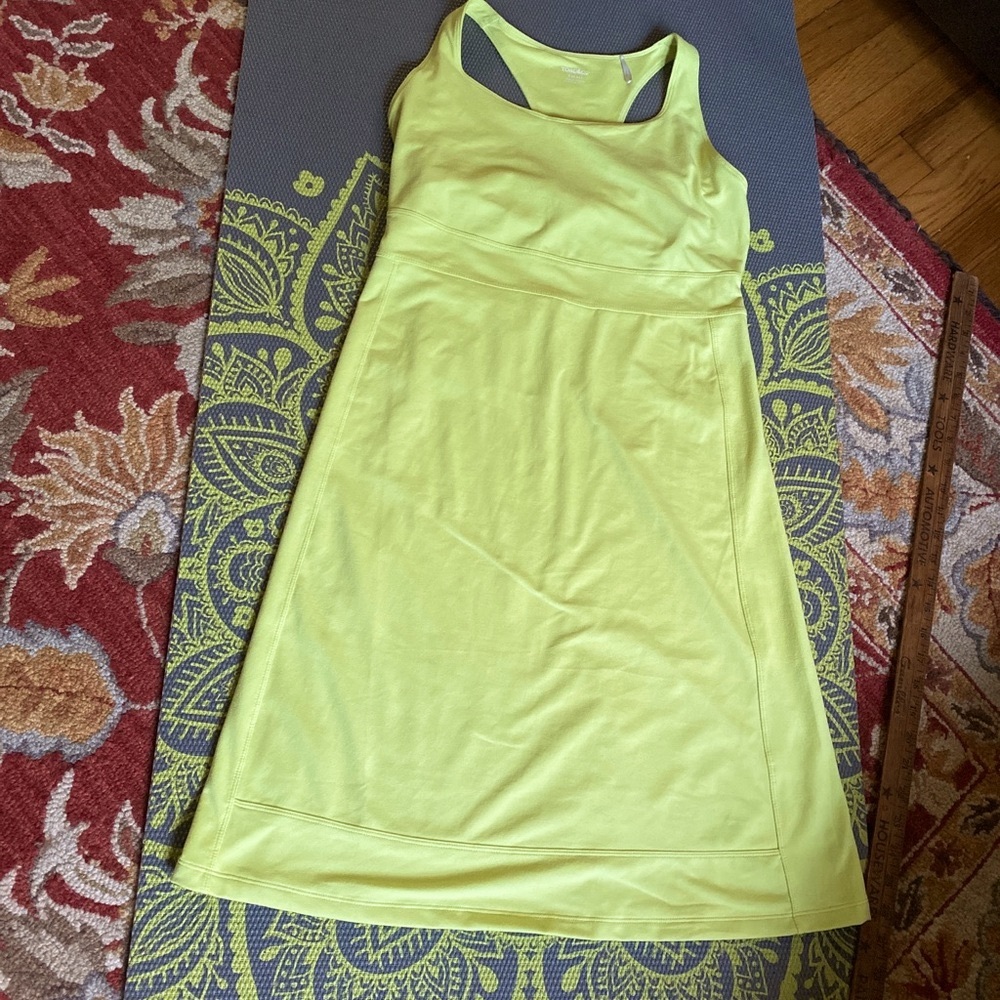 Toad&Co Alluvial tank dress lime green lemon yellow stretchy excellent women’s S